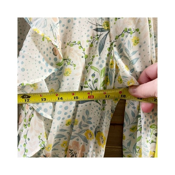 JUNE & HUDSON Sheer Floral Kimono Ruffle Tie Waist Women's Size M - Picture 15 of 15